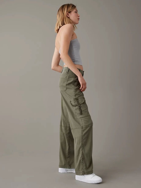 American Eagle Outfitters Pants - American Eagle Olive Green Super High Ruse Baggy Wide-Leg Cargo Pants